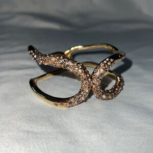 Alexis Bittar Gold/Rose Gold Tone Silver Studded Clamper Bracelet